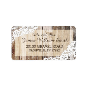 Rustic Wood and Lace Country Western Wedding Label