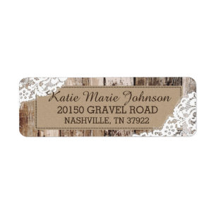 Rustic Wood and Lace Country Western Wedding Label Return Address Label