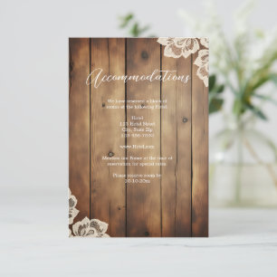 Rustic Wood and Lace Wedding Accommodation Enclosure Card