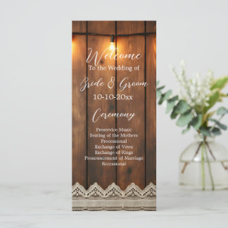 Rustic Wood and Lace Wedding Program