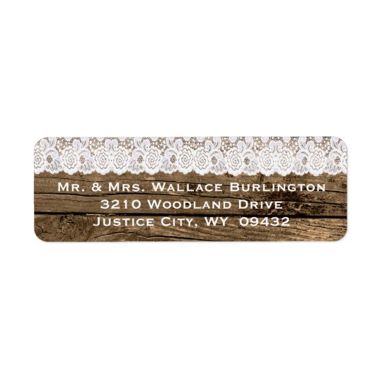 Rustic Wood and Lace Wedding Return Address Return Address Label