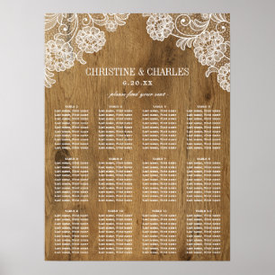 Rustic Wood and Lace   Wedding Seating Chart