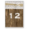 Rustic Wood and Lace Wedding Table Number