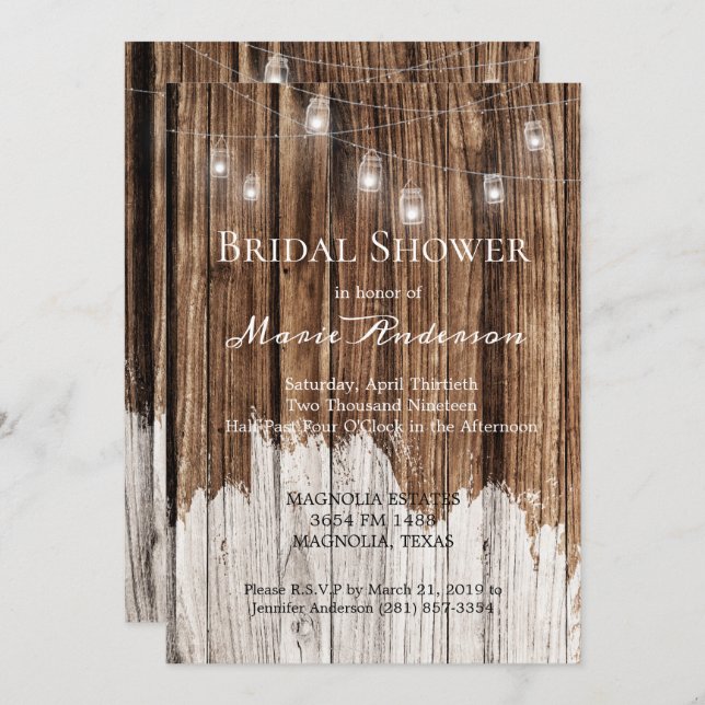 Rustic Wood and Lanterns Bridal Shower (Front/Back)