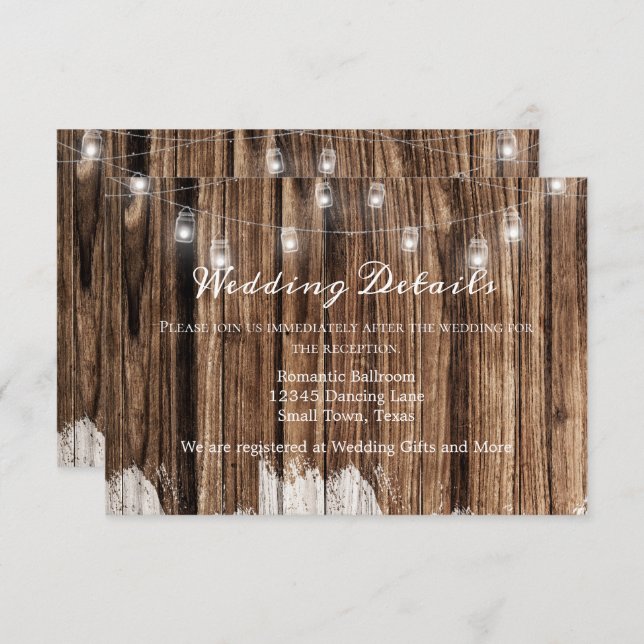 Rustic Wood and Lanterns Enclosure Card (Front/Back)