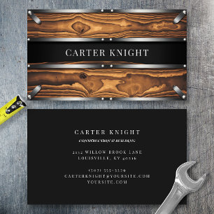 Rustic Wood and Metal Industrial Business Card