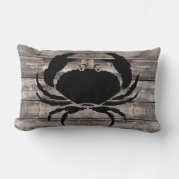 rustic wood and nautical CRAB | Lumbar Pillow