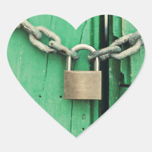 Rustic Wood and Padlock Heart Sticker