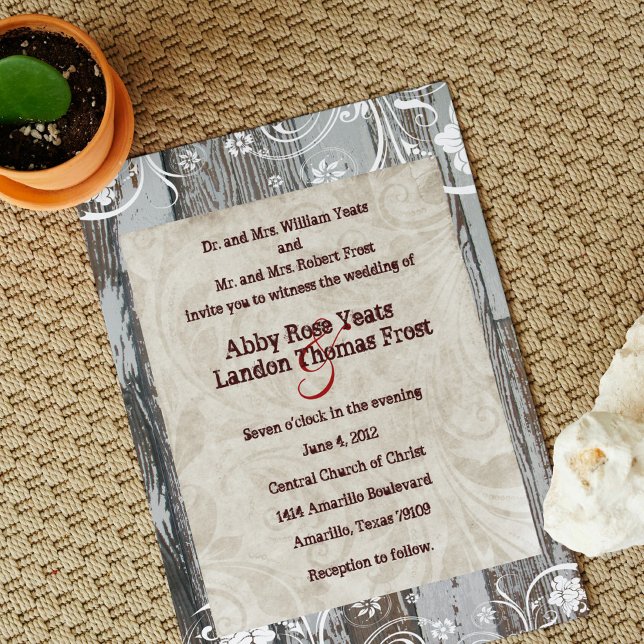 Rustic Wood and Parchment Wedding Invitations (Creator Uploaded)