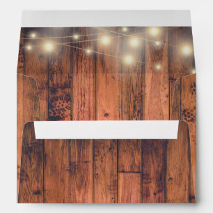 Rustic Wood and String Lights Envelope