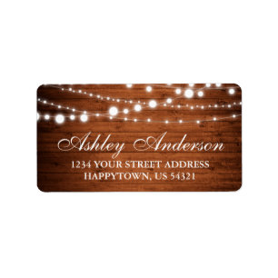 Rustic Wood and String Lights Label