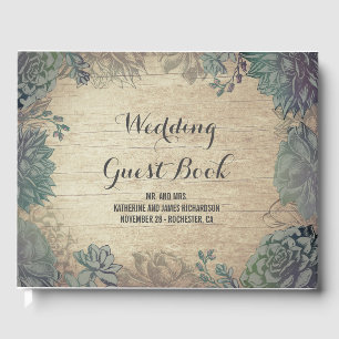 Rustic Wood and Succulents Barn Wedding Guest Book