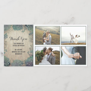 Rustic Wood and Succulents Wedding Thank You Card