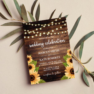 Rustic Wood and Sunflower Wedding Invitation