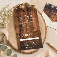 Rustic Wood Antler String Lights Wedding All In On