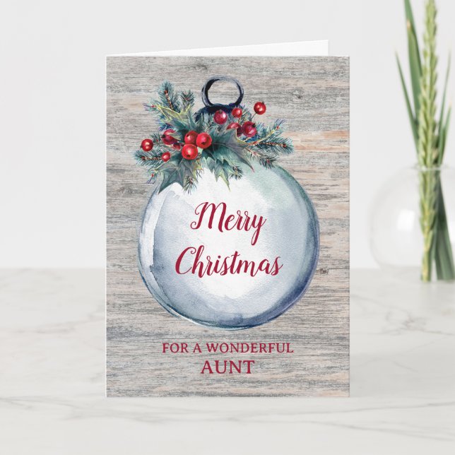 Rustic Wood Aunt Merry Christmas Card (Front)