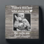 Rustic Wood Aunt Nephew Custom Photo Plaque<br><div class="desc">A personalised keepsake to celebrate a favourite auntie.
Featuring your favourite photo!</div>