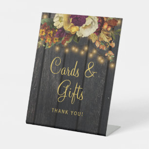 Rustic wood autumn fall wedding cards gifts sign