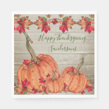 Rustic Wood Autumn Orange Pumpkins Fall Leaves   N
