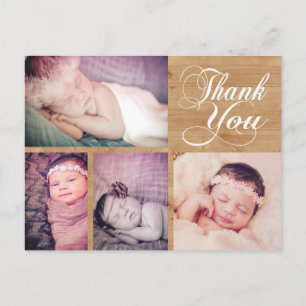 Rustic Wood Baby Thank You Photo Post Card