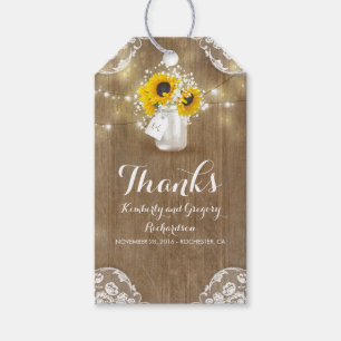 Rustic Wood Baby's Breath and Sunflowers Mason Jar Gift Tags