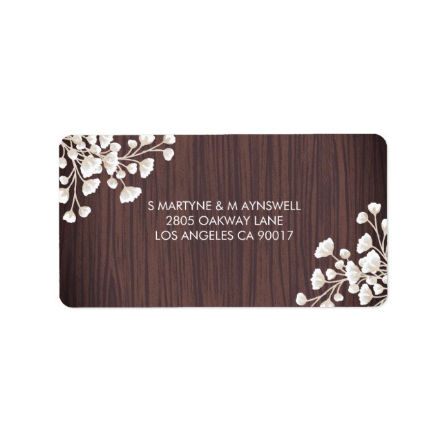 Rustic Wood Babys Breath Gypsophila Wedding RSVP Label (Front)