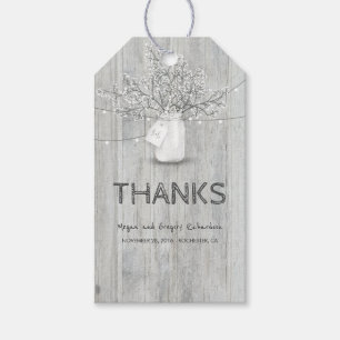 Rustic Wood Baby's Breath Mason Jar Barn Wedding Gift Tags