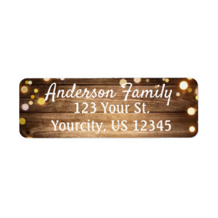 Rustic Wood Background Bocci Light Return Address Label