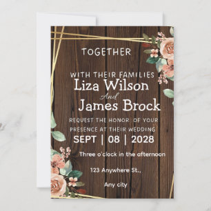 Rustic Wood Background wedding  Invitation
