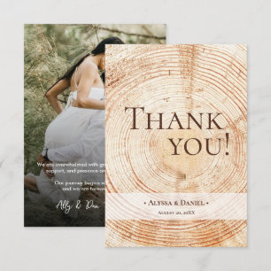 Rustic Wood Bark Wedding Photo small Thank You Card