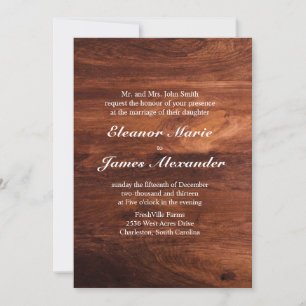 Rustic Wood Barn Grain Wedding Invitation