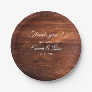 Rustic Wood Barn Grain Wedding Paper Plate