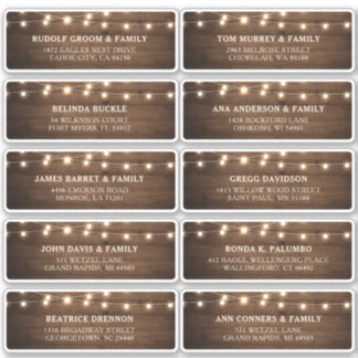 Rustic Wood Barn Wedding Guest Name Address Label