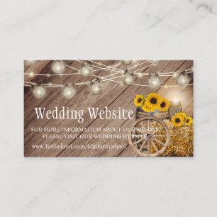 Rustic Wood Barrel and Sunflower - Wedding Website Enclosure Card