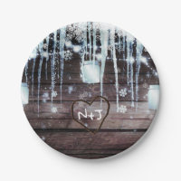 Rustic Wood Barrel & Lights Winter Barn Wedding