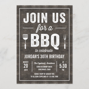 Rustic Wood BBQ Party Invitation RWC