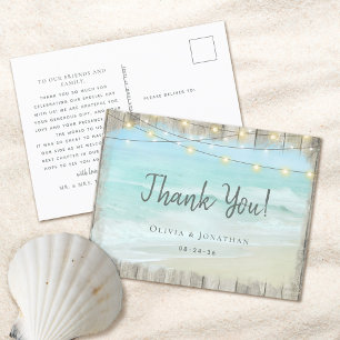 Rustic Wood Beach Wedding Thank You  Postcard