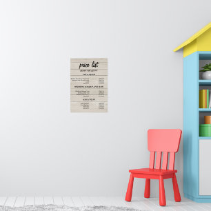 Rustic Wood Beauty Salon Price List – Neutral Tone Poster