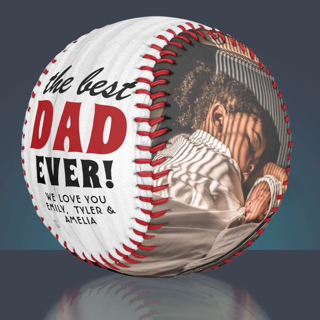 Rustic Wood Best Dad Ever Father`s Day 2 Photo Baseball (Creator Uploaded)