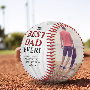 Rustic Wood Best Dad Father`s Day Photo Collage Baseball