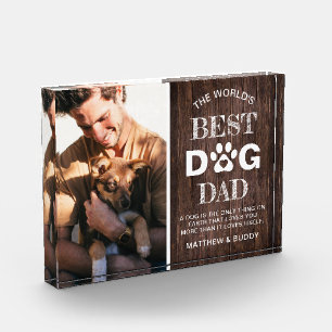 Rustic Wood 'Best Dog Dad' Quote Photo Block