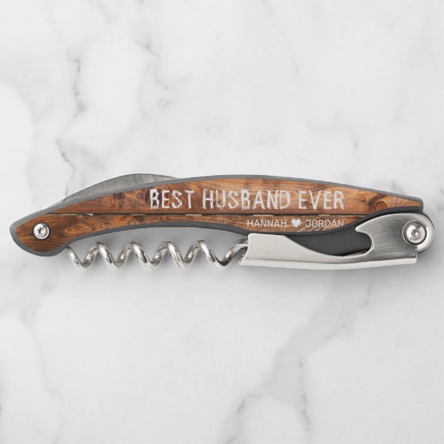 Rustic Wood | Best Husband Ever Corkscrew (Back)