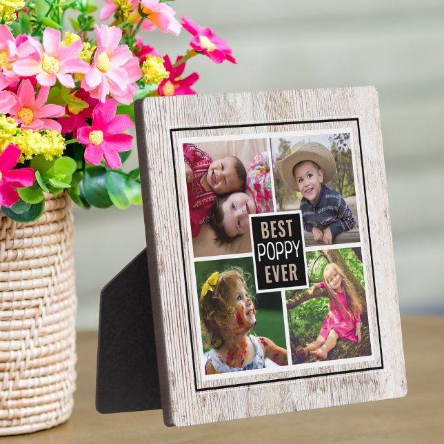 Rustic Wood Best Poppy Ever Grandpa 4 Photo   Plaque (Creator Uploaded)