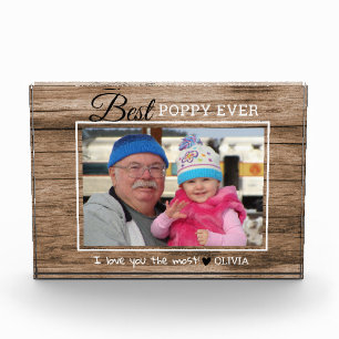 Rustic Wood Best Poppy Ever Grandpa Photo Block