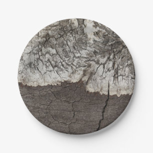 Rustic Wood Birch Bark Country Paper Plate
