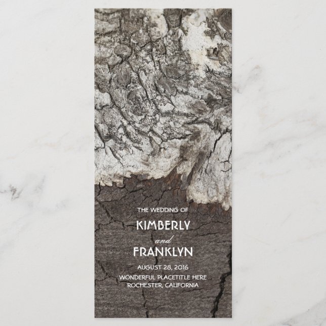 Rustic Wood Birch Bark Country Wedding Programs (Front)