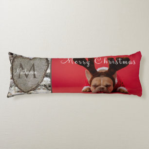 Rustic Wood  Birch Bark Heart Family Photo Xmas Body Cushion