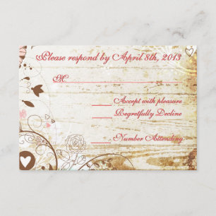 Rustic Wood Birdcage Wedding RSCP Reception Card