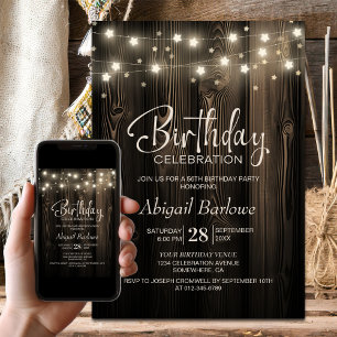 Rustic Wood Birthday Party Invitation