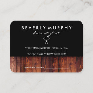 Rustic Wood Black with Shear Logo Appointment Card